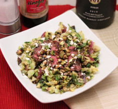 Strip Steak Over Shaved Brussels Sprouts