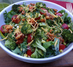 Roasted Broccoli and Corn Bowl with Candied Walnuts