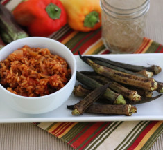 Blackened Okra with Red Rice