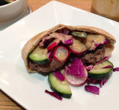 Lamb Pitas with Garlic Sauce