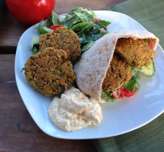 Baked Falafel with Spicy Feta Dip