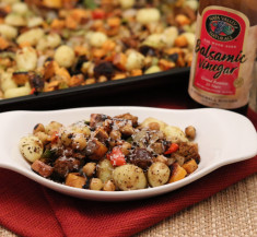 Balsamic Vegetable and Sausage Sheet Pan Gnocchi