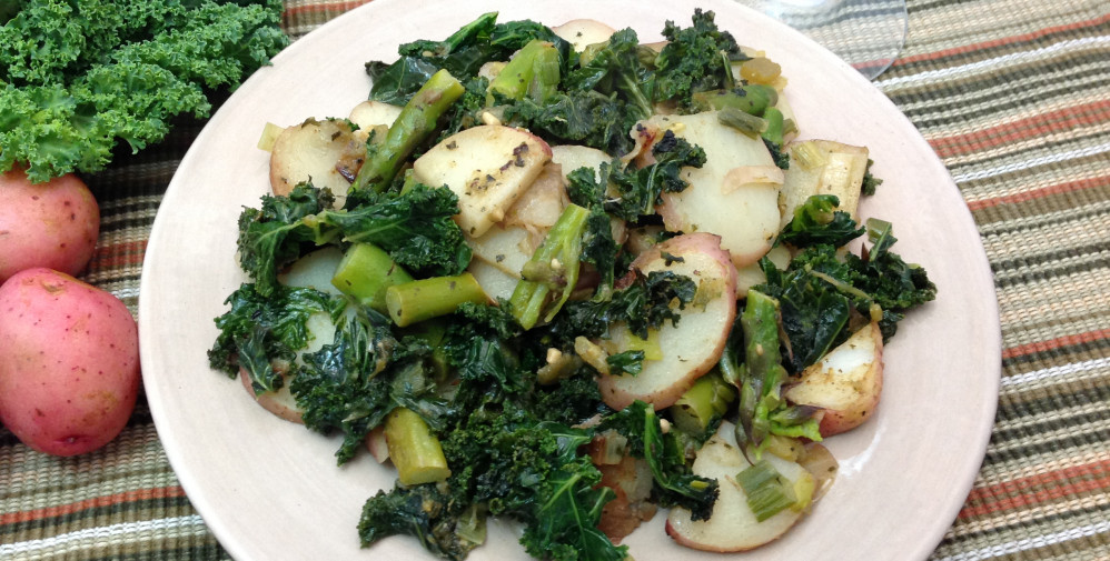 Spring Onion, Asparagus and Potato Stir Fry