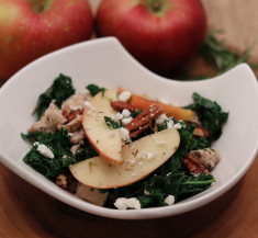 Chicken Kale and Apple Salad with Pecans and Feta