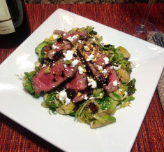 Strip Steak Over Shaved Brussels Sprouts