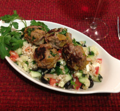 Apricot and Curry Meatballs with Rice Salad
