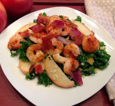 Apple Kale Millet with Spicy Shrimp and Bacon