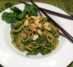 Soba Noodles with Broccoli and Peanut Cilantro Sauce