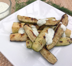 Grilled Cucumbers with Feta Dipping Sauce