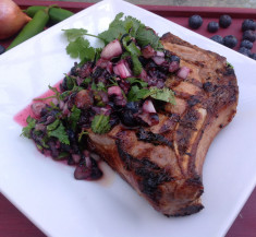 Pork Chops with Blueberry Ginger Relish