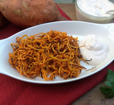 Sweet Potato Curly Fries with Chipotle Lime Dipping Sauce