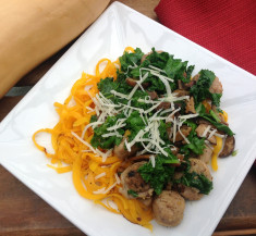 Butternut Squash Noodles with Sausage, Mushrooms and Kale