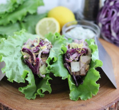 Tuna Lettuce Wraps with Horseradish Dressing
