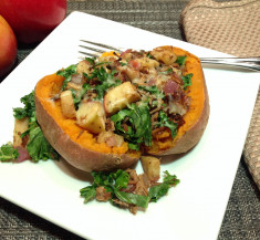 Pork and Apple Stuffed Sweet Potato