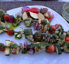 Grilled Chimichurri Chicken and Veggie Skewers