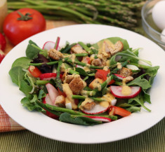 Spring Salad with Deviled Egg Inspired Vinaigrette