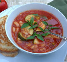 Tomato Soup with Barley and White Beans