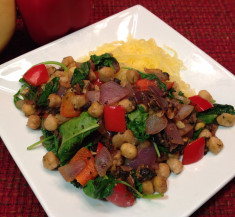 Chickpeas Florentine with Portobellos and Peppers