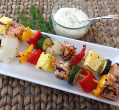 Salmon Kabobs with Creamy Dill Sauce