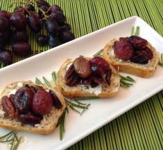 Roasted Grape, Goat Cheese and Pecan Crostini