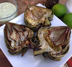 Grilled Artichokes with Cilantro Lime Dipping Sauce