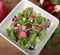 Panzanella Salad with Pickled Radishes and Onions