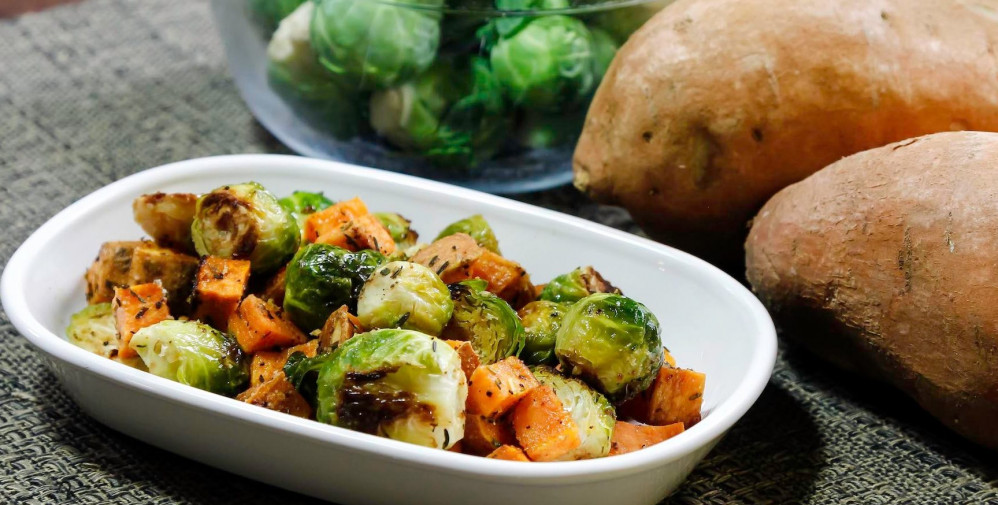 Seasoned Roasted Potatoes and Brussels Sprouts