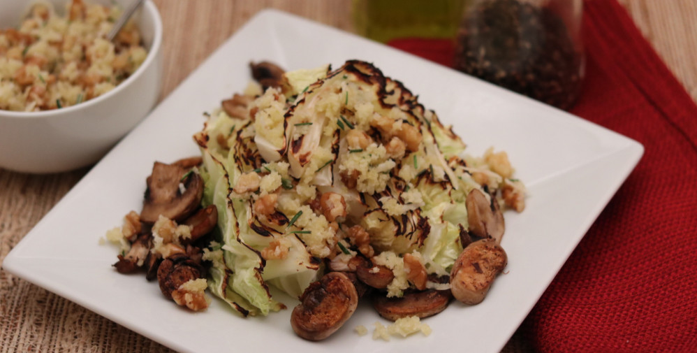 Roasted Cabbage with Parmesan Walnut Crumble