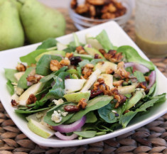 Green Pear Salad with Candied Walnuts