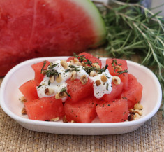 Watermelon with Yogurt and Toasted Rosemary