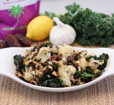 Garlicky Cauliflower and Kale with Dates and Pecans