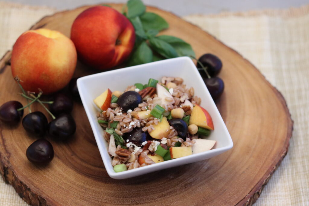 Photo of the Nectarine & Cherry Farro Salad from the Eat REAL America website